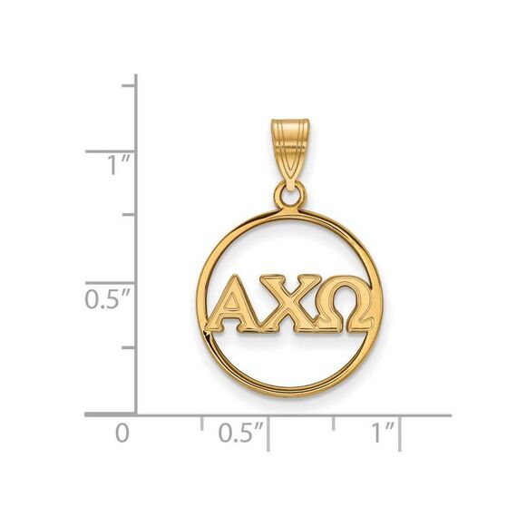 14K Plated Silver Alpha Chi Omega Large Circle Greek Letters Pendant - Picture 2 of 3